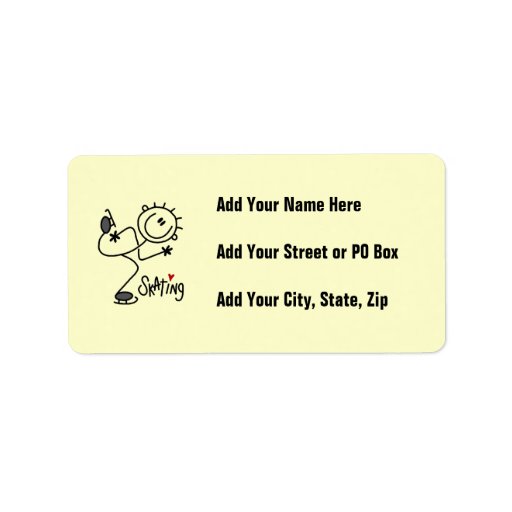 Simple Stick Figure Ice Skating T-shirts and Gifts Personalized Address Label