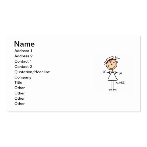 Simple Stick Figure Nurse Tshirts and Gifts Business Card Template