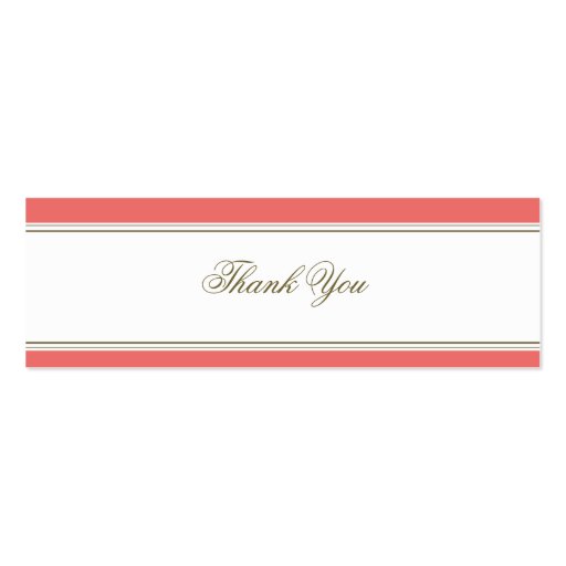 Simple Stripe Coral Favor Gift Tag Business Card Template (front side)