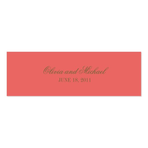 Simple Stripe Coral Favor Gift Tag Business Card Template (back side)