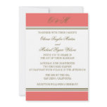 Simple Stripe Coral Wedding Invitation