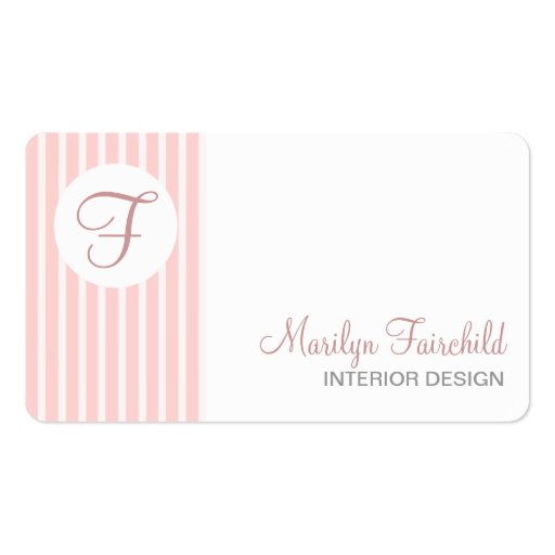 Simple Stripes Monogram Business Card Template (front side)