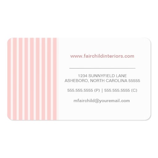 Simple Stripes Monogram Business Card Template (back side)