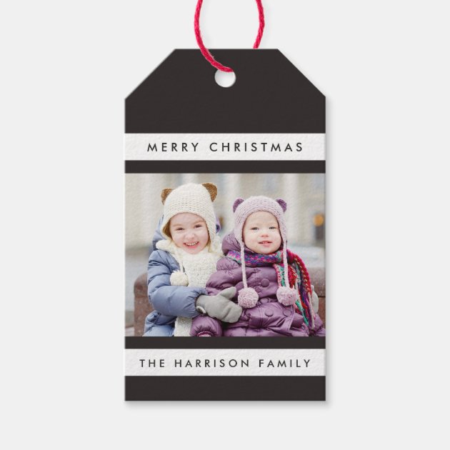 Simple Stripes Photo Holiday Gift Tags Pack Of Gift Tags