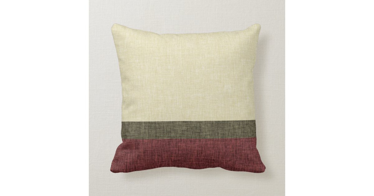 Simple Stripes Weave Texture Khaki Green Burgundy Throw Pillow Zazzle