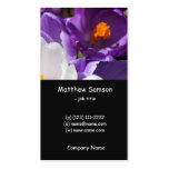 simple style, white and purple crocus flowers business card templates