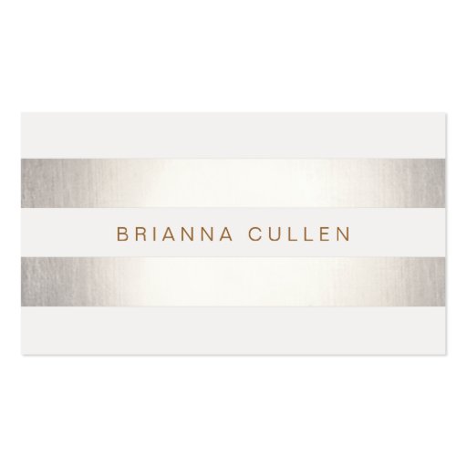 Simple Stylish Striped FAUX  Silver Elegant Business Cards (front side)
