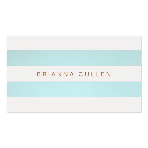 Simple Stylish Striped Turquoise Blue Elegant Business Card (front side)