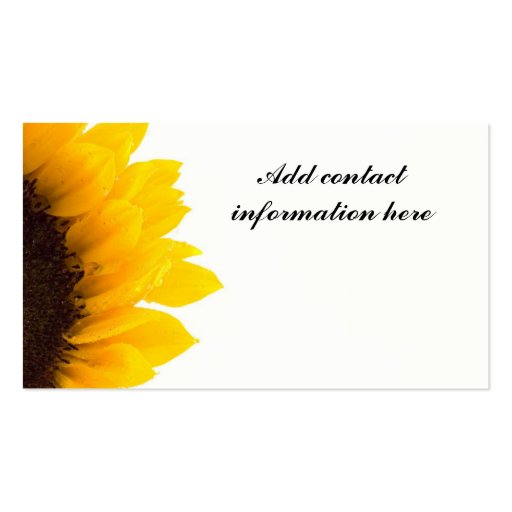 Simple Sunflower Business Cards (back side)