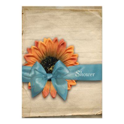 Simple Sunflower Natural Organic Bridal Shower Announcements