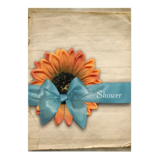 Simple Sunflower Natural Organic Bridal Shower Announcements