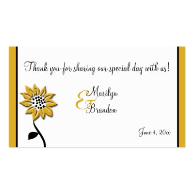 Simple Sunflower Wedding Favor Tag Business Card Templates by NiteOwlStudio