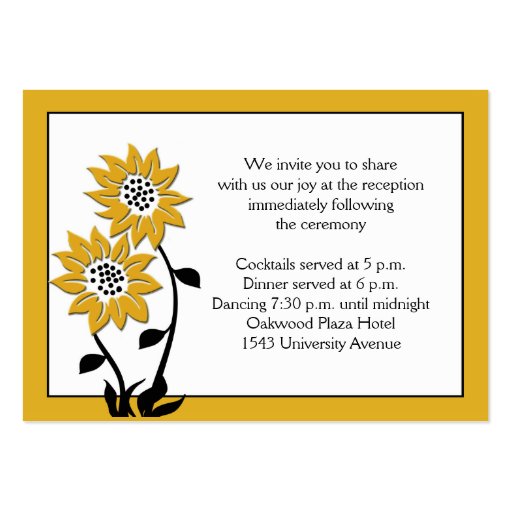 Simple Sunflowers Enclosure Card Business Cards (back side)