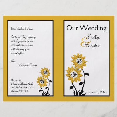 Simple Sunflowers Wedding Program Flyer by NiteOwlStudio