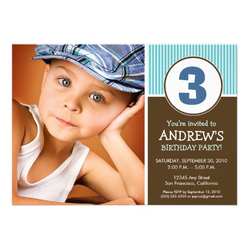 Simple & Sweet Chocolate/Blue Birthday Invite