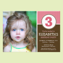 Simple & Sweet Chocolate/Pink Birthday Invite invitations