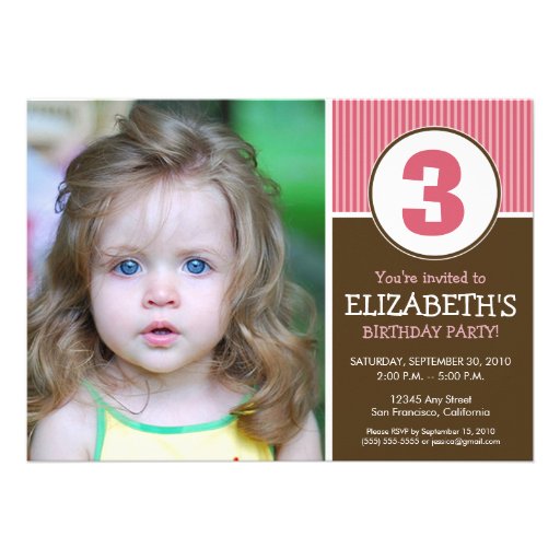 Simple & Sweet Chocolate/Pink Birthday Invite
