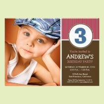 Simple & Sweet Chocolate/Red Birthday Invite invitations