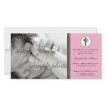 Simple & Sweet Pink Baptism Announcement Customized Photo Card