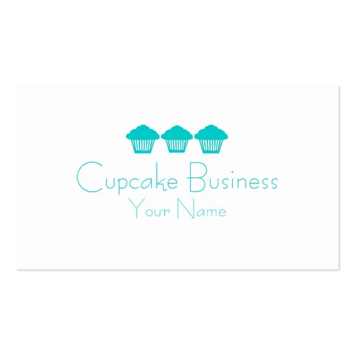 Simple teal blue cupcake business custom cards business cards (front side)
