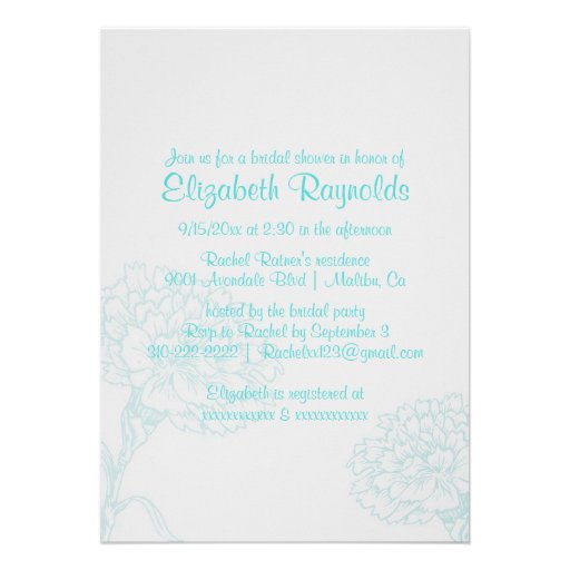 Simple Teal Bridal Shower Invitations Personalized Invitation