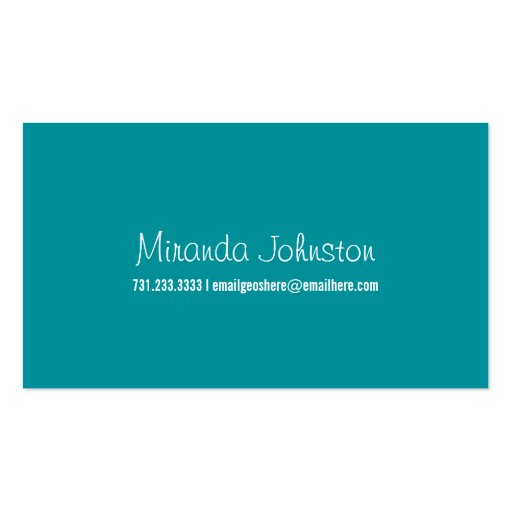 Simple Teal Design Calling Cards Business Cards (front side)