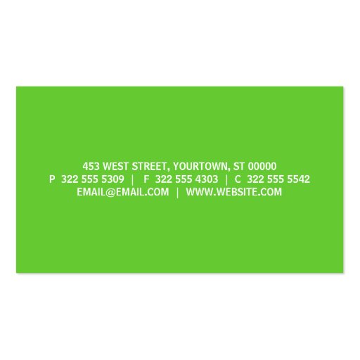 Simple Text Lime Green Business Card Templates (back side)