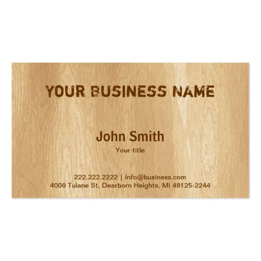 Simple Timber business card (front side)