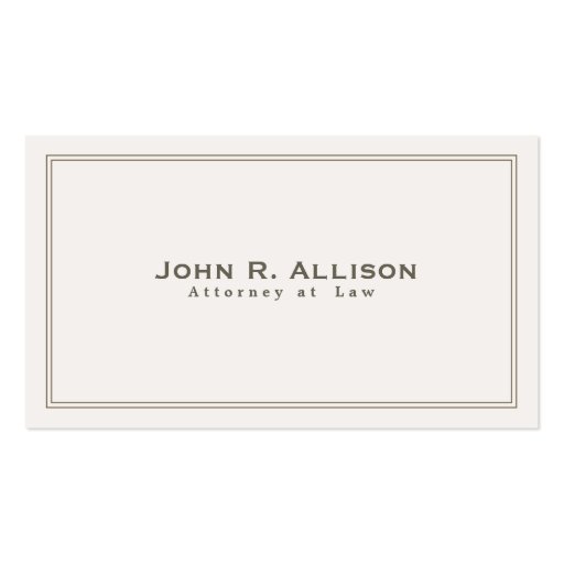 Simple Traditional Attorney Ivory Professional Business Card Template (front side)