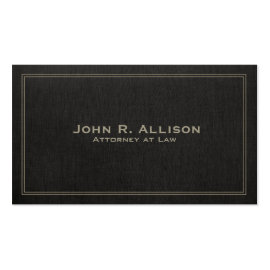 Simple Traditional Black Linen Look Professional Business Card