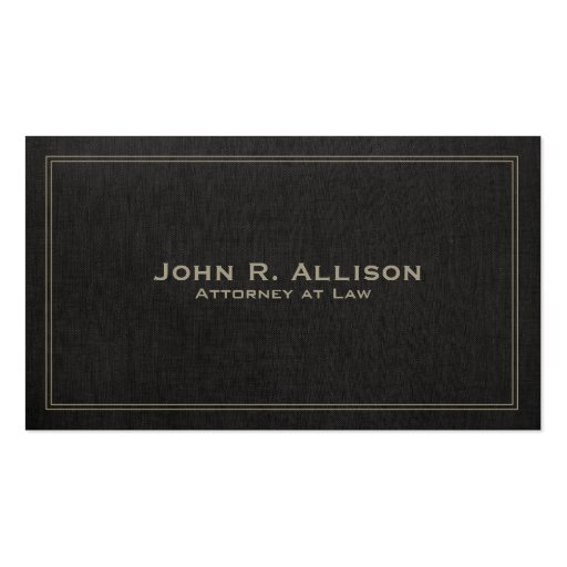 Simple Traditional Black Linen Look Professional Business Card (front side)