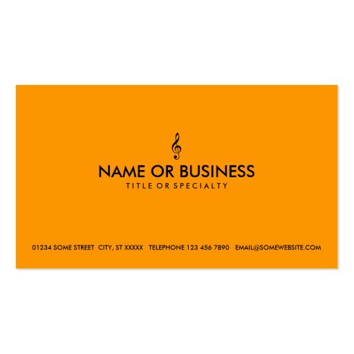 simple treble clef business card template (front side)