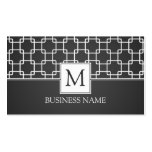 Simple Trellis Pattern Monogram Black Business Card Templates