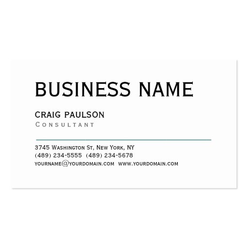 Simple Trendy Cute Plain Black White Business Card (front side)