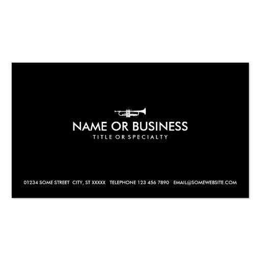 simple trumpet business cards (front side)