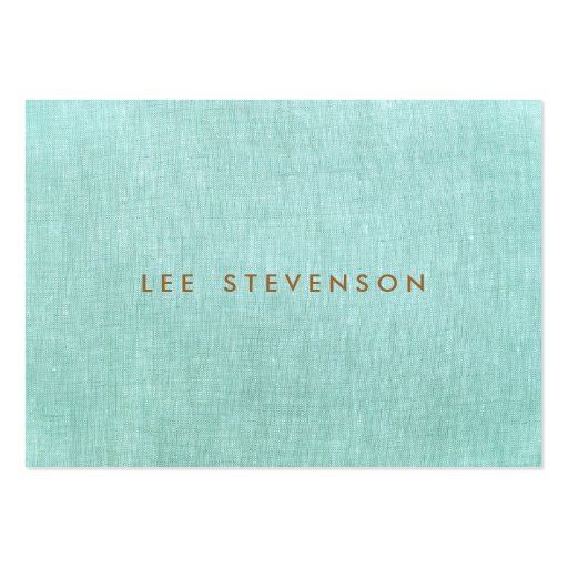 Simple, Turquoise Blue, Linen Look, Minimalist Business Cards (front side)