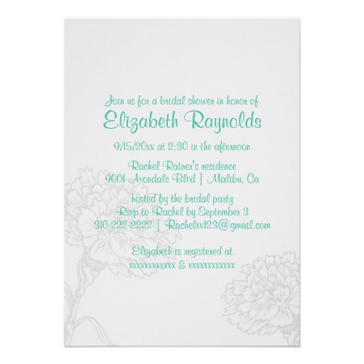 Simple Turquoise Bridal Shower Invitations