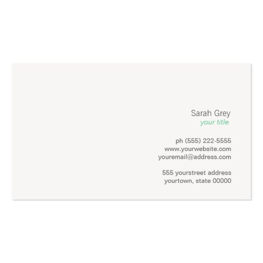 Simple Turquoise Foil Look Business Card (back side)