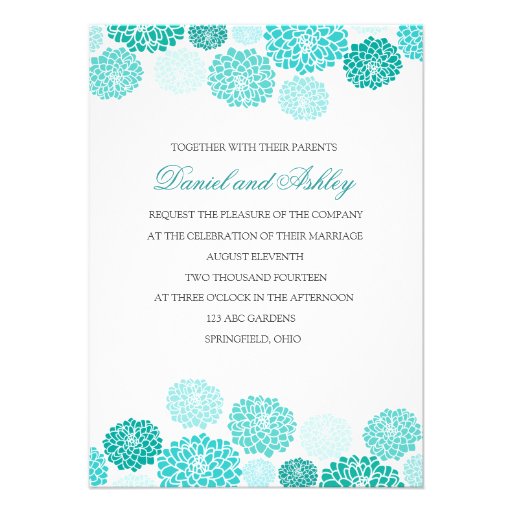 Simple Turquoise Garden Wedding Personalized Invitations