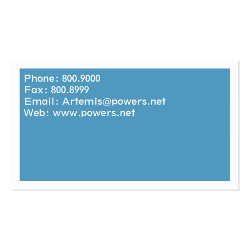 Simple Two color business card, blue and white (back side)