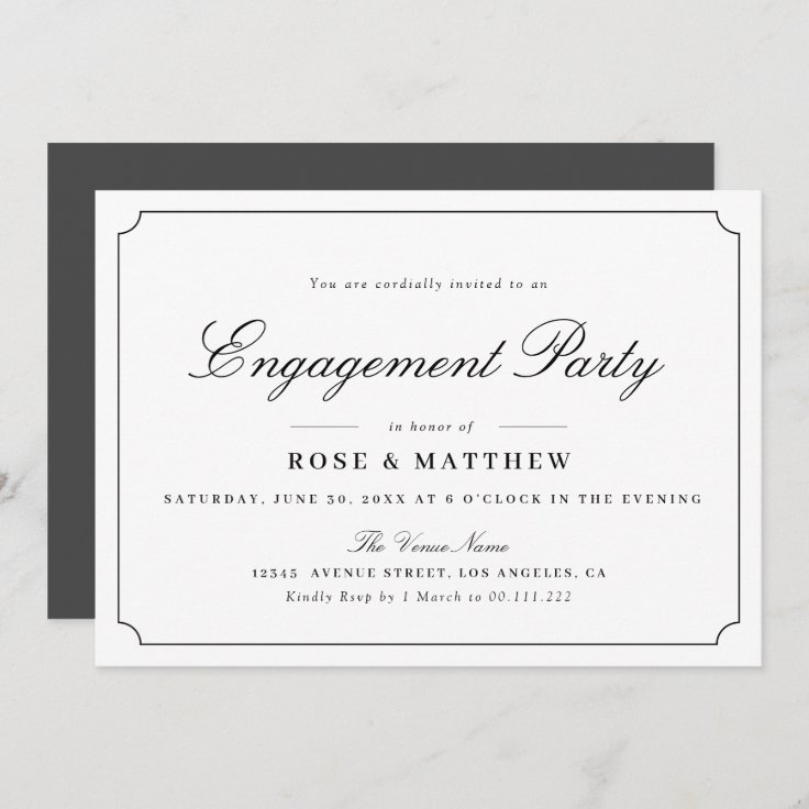 Simple Typography Engagement Party Invitation Zazzle