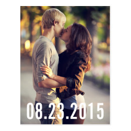 SIMPLE TYPOGRAPHY VERTICAL SAVE THE DATE POSTCARD