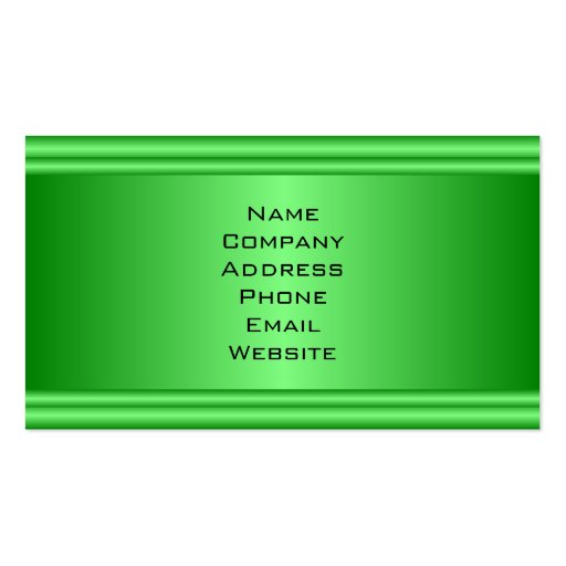 Simple Vibrant Green Metal Look Business Card (front side)