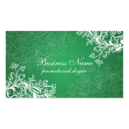 Simple Vintage Scroll Emerald Green Business Card Template