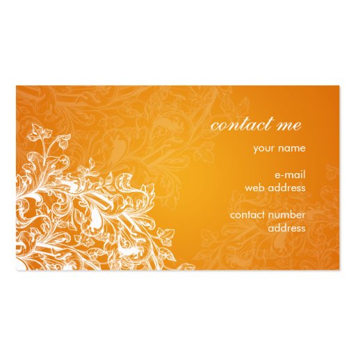 Simple Vintage Scroll Orange Business Card Template (back side)
