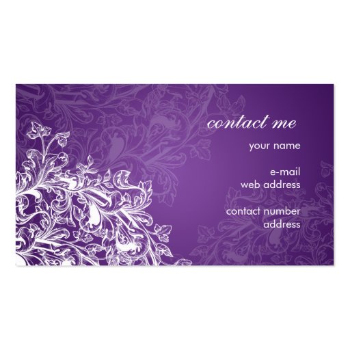 Simple Vintage Scroll Purple Business Card Template (back side)