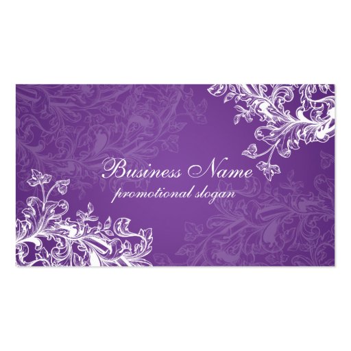 Simple Vintage Scroll Purple Business Card Template (front side)