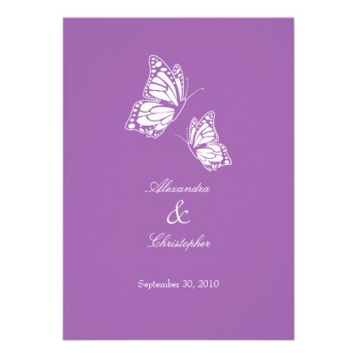 Simple Violet Butterflies Wedding Announcement