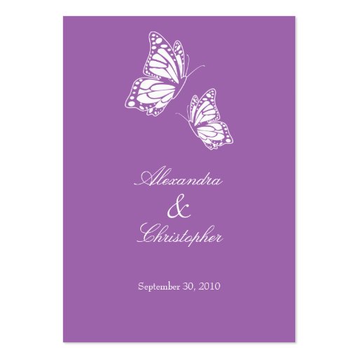 Simple Violet Butterfly Save The Date Wedding Mini Business Cards (back side)