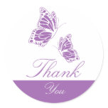 Simple Violet Butterfly Thank You Round Sticker